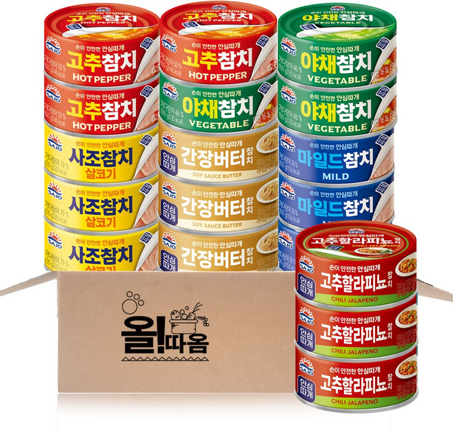 사조 안심따개 참치 100g 6종기획세트 4호(살코기3+고추3+야채3+할라피뇨3+간장버터3+마일드3), 1개
