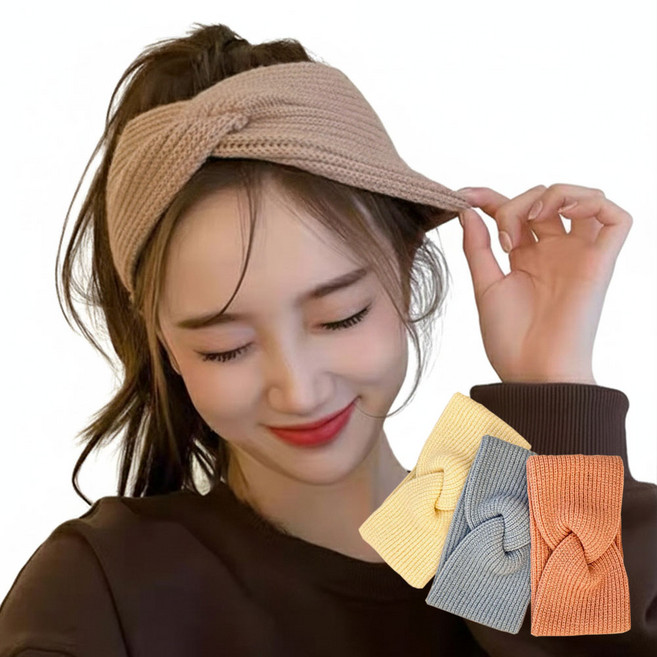 이몰리스 두가지 연출가능한 크로스 니트 골지 헤어밴드 요가 스포츠 세안 패션 헤어밴드