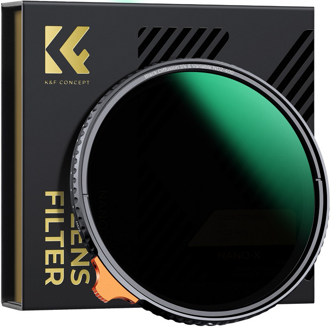 K&F CONCEPT 2-in-1 ND2-400 & 블랙 미스트 1/4 렌즈 필터, 1개, 77mm