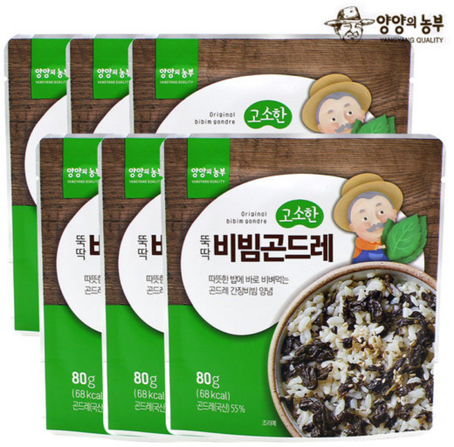 양양의농부 고소한 간편 뚝딱 비빔곤드레 80gx6팩, 1개, 480g