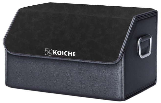 코이체 고급형 공간 자유 조절 접이식 트렁크 수납함 소프트 가죽 트렁크 정리함, 블랙