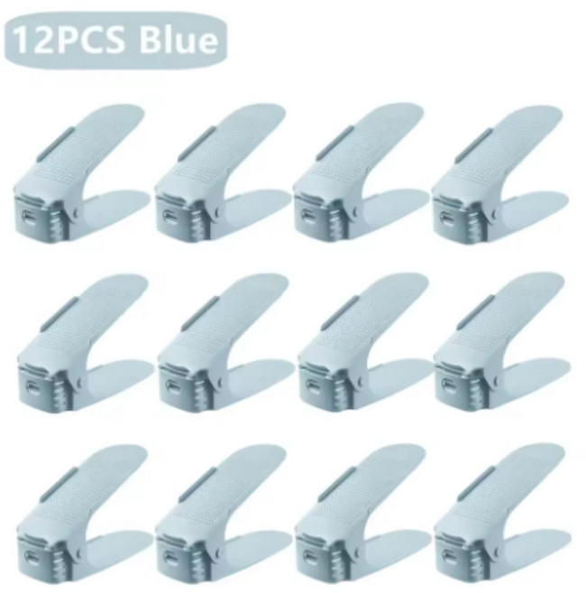 HARU DEAL 12Pcs 조정 가능한 신발 정리랙 공간 절약 신발 선반 캐비닛 용, Blue 12PCS