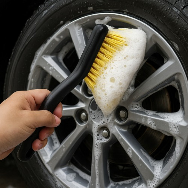 일본 세차 전용 휠 브러쉬 타이어 청소 세척솔, 1개