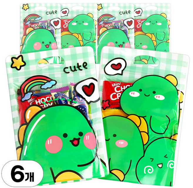 한봄 어린이 간식 답례품 공룡 구디백 개별포장, 6개, 1봉