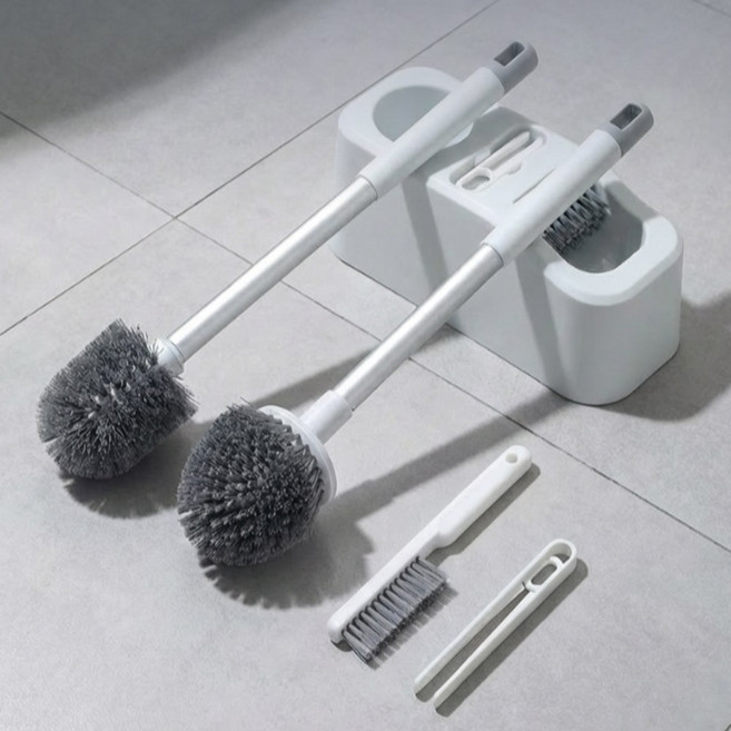 리브노드 화장실 청소 세트 실리콘 매직 빗자루 + 변기솔 브러쉬 2종 모던그레이, 1개, 회색