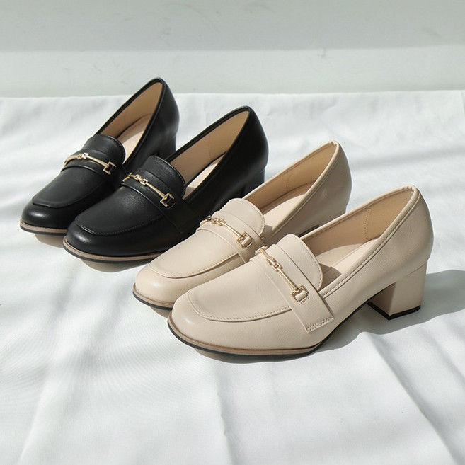 로퍼 구두 신발 바닐라슈 클리프 실메탈장식 로퍼 펌프스(5cm)