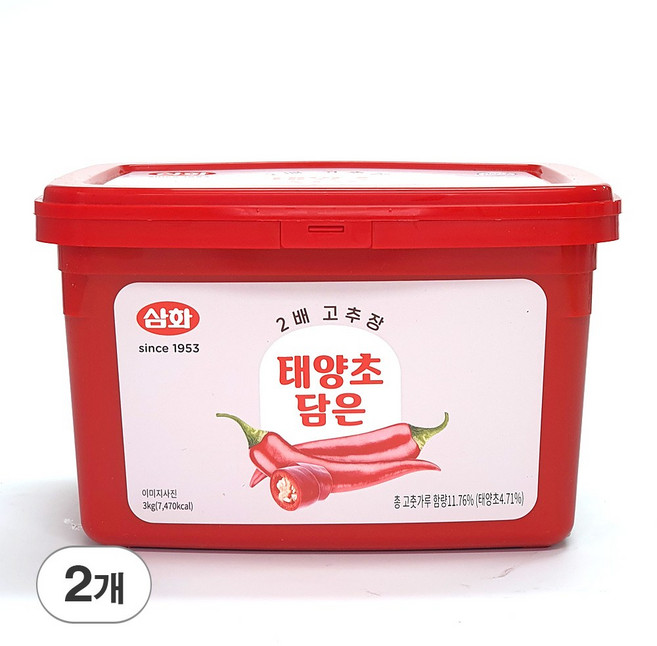 삼화식품 태양초 담은 2배 고추장, 3kg, 2개