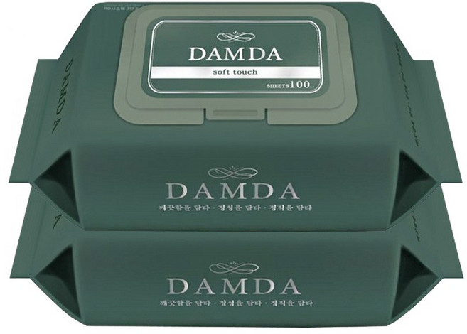 담다 물티슈 / 두툼한 고급 물티슈, 45g, 100매입, 2개