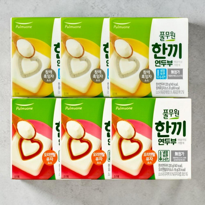 풀무원 든든한끼 혼밥 한끼연두부 2종 참깨흑임자+오리엔탈유자 118g 12개