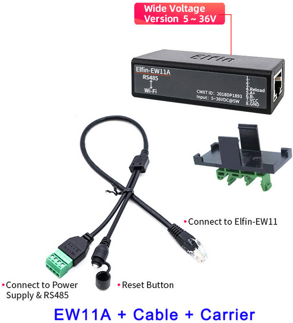 직렬 포트 RS485 WiFi 서버 변환기 IOT 모듈 Elfin EW11A 지원 TCP/IP 텔넷 Modbus MQTT DC5 36V, 07 EW11A Kit 4, 1개