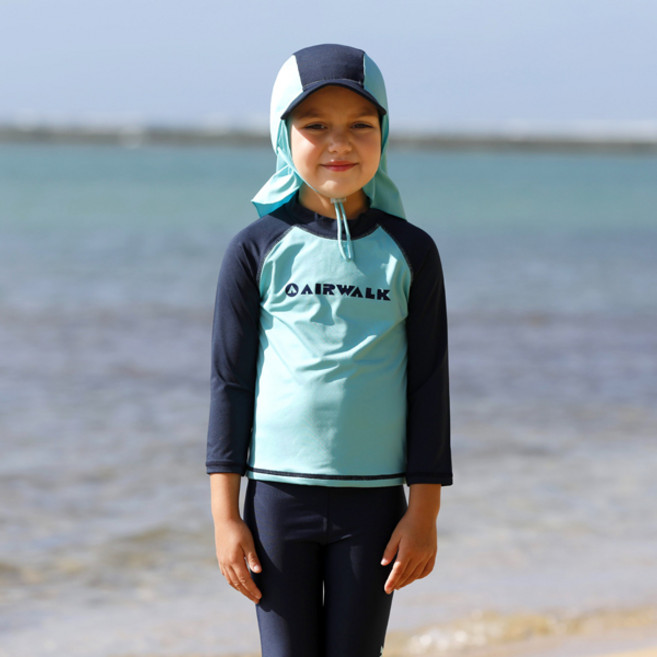 에어워크서프 유아 래쉬가드 2피스 세트 비치캡 포함