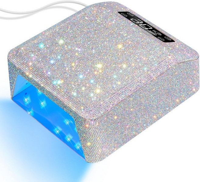 UV LED 네일 램프 96W 플러그인 드라이어 스파크 젤 폴리쉬 라이트 4 타이머 설정 전문가용 퀵 드라이 큐어링 살롱 및 가정용 디스플레이 자동 센서 포함, 1개, C-pink