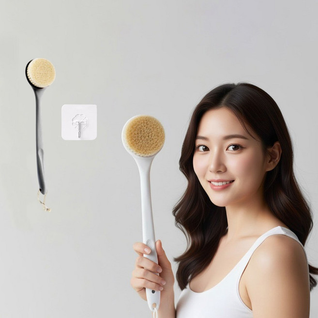 데이앤픽 등드름 커브형 각질제거 목욕 샤워 등밀이 바디 브러쉬, 그레이, 1개입, 1개