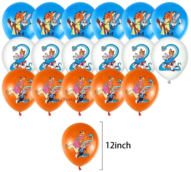 주토피아 2 테마 파티 장식 접시 테이블보 케이크 토퍼 배너 컵 생일 크리스마스 어린이 용품, 01 18pcs Balloon