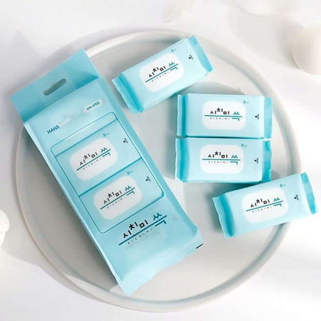 한스웰 시치미 쓱 휴대용 미니 물티슈 8매 8팩 1+1 총 16팩, 8개입, 1개