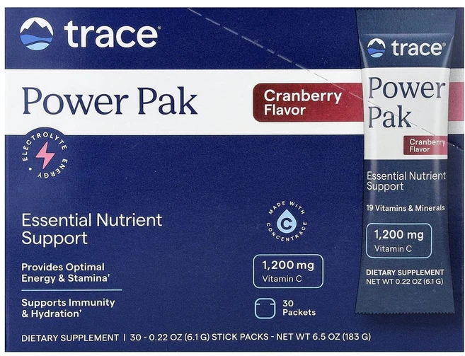 트레이스미네랄리서치 전해질 스테미나 Power Pak 크랜베리 1200mg 30팩 각 5.3g(0.19oz), TMR00150, 1개 - 쿠팡