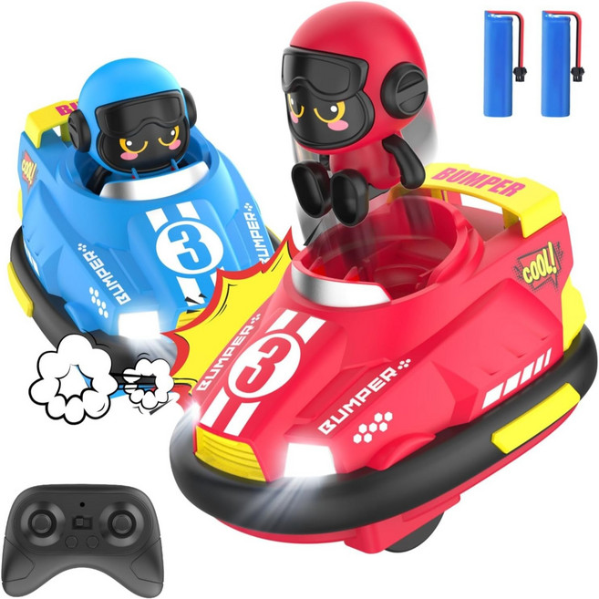 DEERC RC카 범퍼카 2대세트 C3 어린이 대전모드 LED 2.4GHz 50분 360도회전, 1개