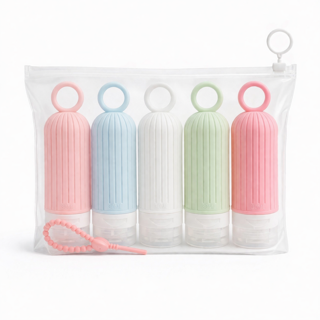 모던브 여행용 실리콘 공병 90ml, 5개, 다크핑크,핑크,민트,블루,연그레이