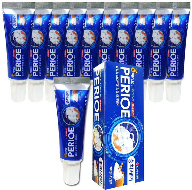 엘지생활건강 페리오 캐비티케어 휴대용 여행용 치약 20g (케이스), 10개