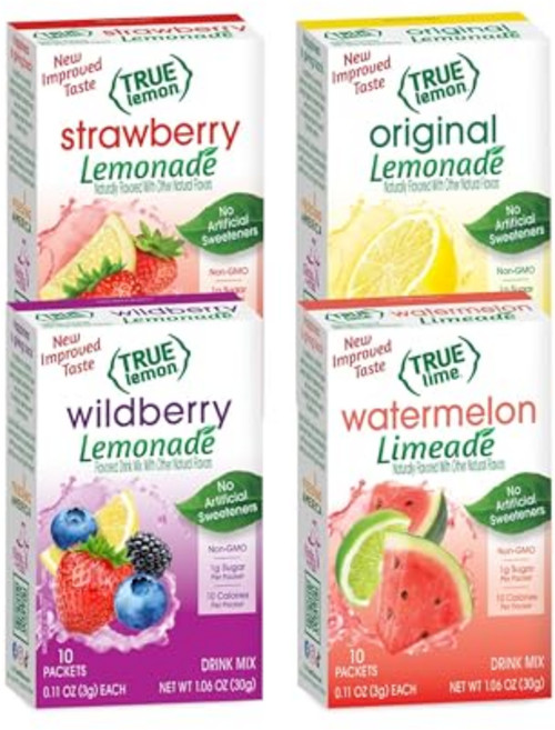 트루 시트러스 음료 믹스 버라이어티 팩 딸기 레모네이드 트루 시트러스 음료 믹스 버라이어티 팩 딸기 레모네이드 와일드베리 레모네이드 오리지널 라임에이드 & 수박 라임에이, 1개, 1개입