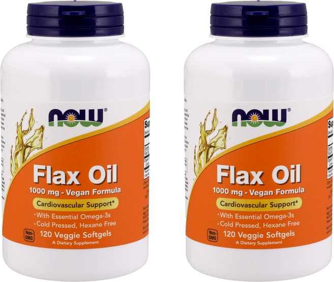NOW Foods 亞麻仁油素食軟膠囊 1000mg, 120顆, 2罐