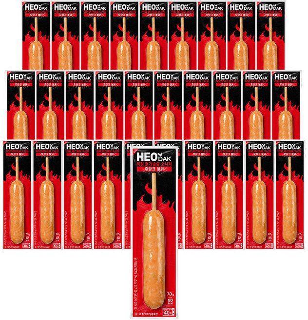 허닭 닭가슴살 소시지 후랑크 불닭, 30개, 70g