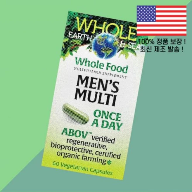 내추럴 팩터스 홀 어스 앤 씨 맨즈 남성 남자 멀티 식물성 베지캡슐 60정 Natural Factors Whole Earth Sea Men's Multi 60 Vegetaria, 내추럴 팩터스 홀 어스 앤 씨 맨즈 남성 남자 멀티 식 - 쿠팡