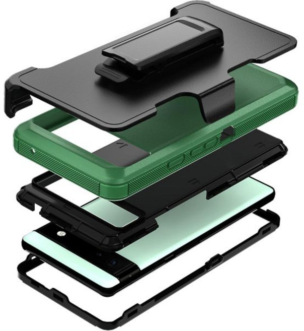 구글 픽셀 6a 케이스와 호환 가능 벨트 클립 홀스터 헤비 듀티 견고한 충격 방지 전신 보호 킥 스탠드 전화 케이스 블랙