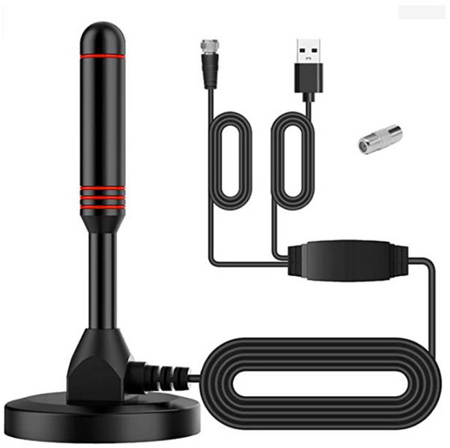 HD 실내 TV 안테나 신호 앰프가있는 실내 디지털 TV 안테나 4K/1080P/UHF/VHF/Freeview HDTV, 01 Black, 검은색, 1개