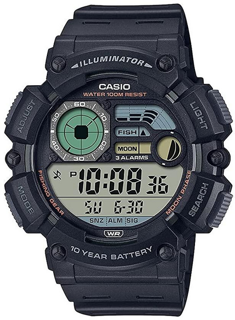 카시오 문페이즈 듀얼타임 디지털 낚시시계 블랙 WS-1500H-1AV 139846