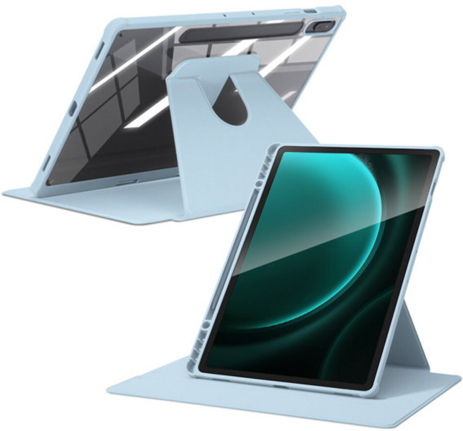 케이스 S9 FE S6 라이트 탭 A9 A8 S7 S8 S9 및 플러스 FE 스마트 자동 수면 웨이크 기능 아크릴 케이스에 대한 삼성 호환 태블릿 케이스에 적합, [00] Sky Blue, 1개