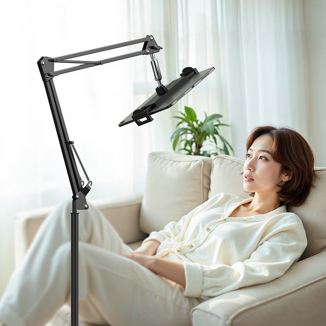 프라임큐 스마트폰 태블릿 침대 거치대 스탠드형, 1개, 화이트