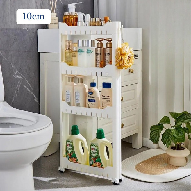 위노라 폭 9/10CM 초슬림 이동식 틈새 수납장 주방 거실 욕실 다용도 수납선반, 크림 화이트, 1개