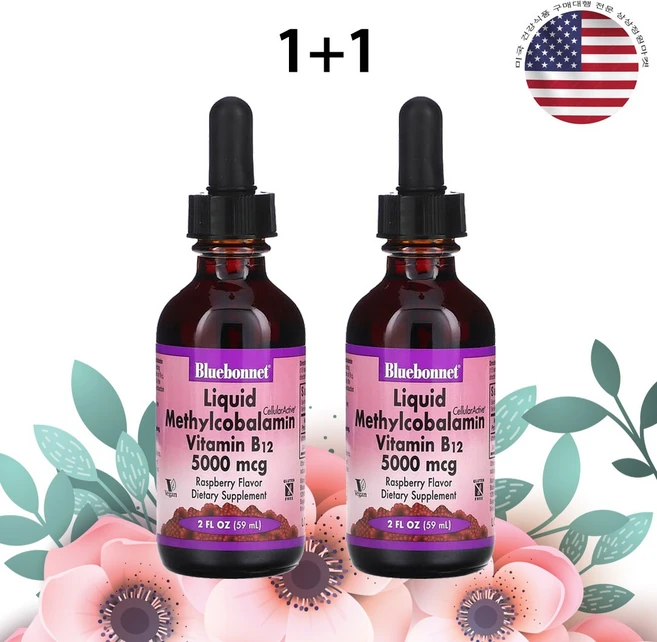 블루보넷뉴트리션 액상 메틸코발라민 비타민B12 라즈베리맛 5 000mcg 59+59ml, 2개 - 쿠팡