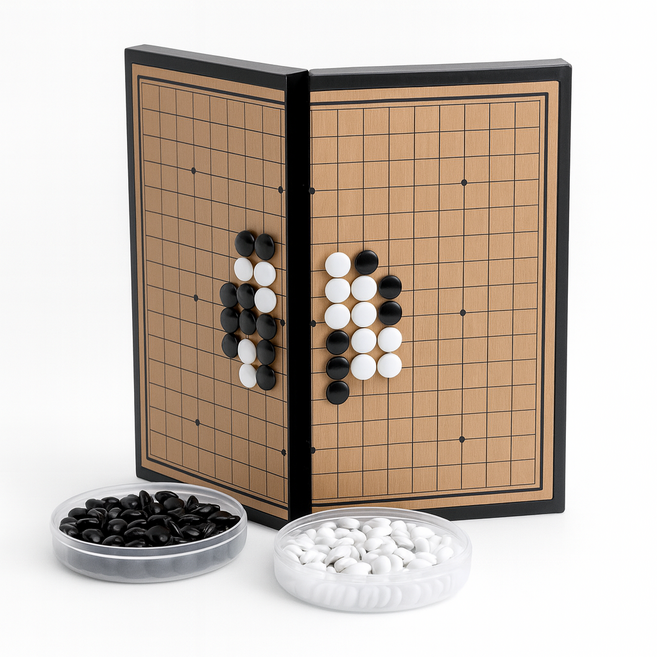 미룬토 휴대용 접이식 바둑 오목 자석판 세트, 28.5 x 28.5cm, 1개, 믹스컬러