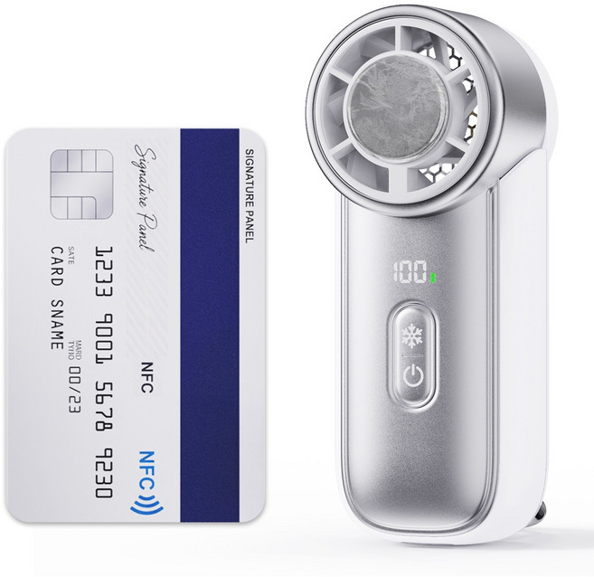 JGUG 휴대용 초미니 선풍기 BLDC 100단 파워풍량 아이스 냉각 쿨링 포켓 손풍기, 실버 화이트, YF15