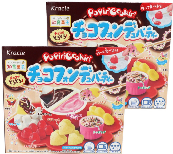 팝핀쿠킨 초코퐁듀 파티 만들기세트 31g, 2개, 트레이+스푼+이쑤시개+시트+베이스5종+토핑+마시멜로
