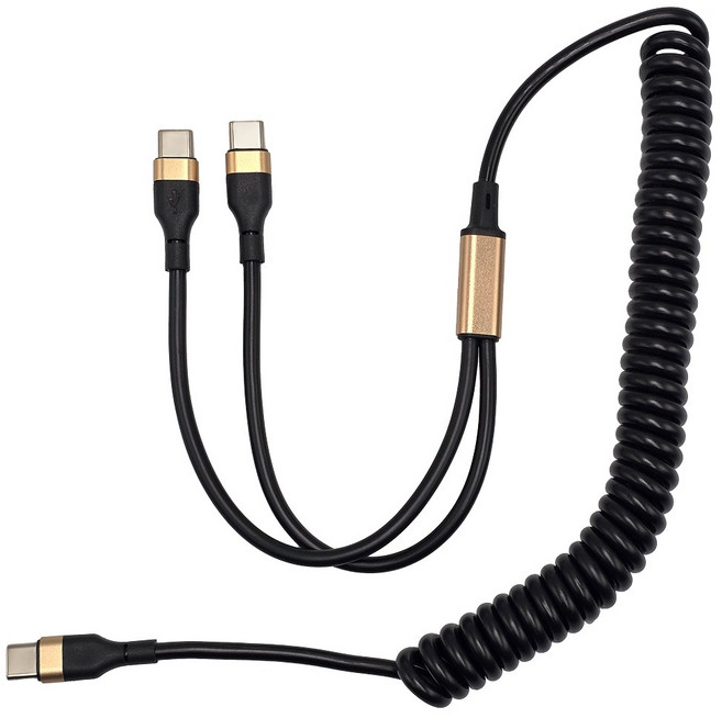 루멘트 2in1 C to C 스프링 케이블, 1개, 블랙, 2m