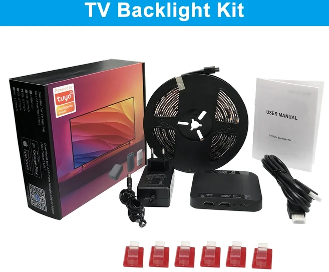 스마트 Ambilight TV Led 백라이트 멋진 4K HDMI 장치 동기화 상자 Wifi Alexa Google 음성 App 제어 40-12, 02 TV BackLight Kit, 04 55-65 Inch, 03 AU Plug