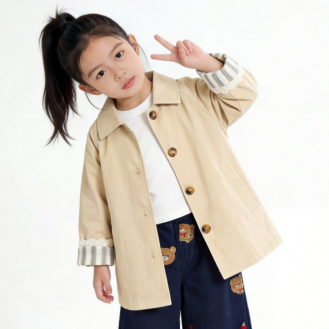 투에그 여아용 바람막이 트렌치코트