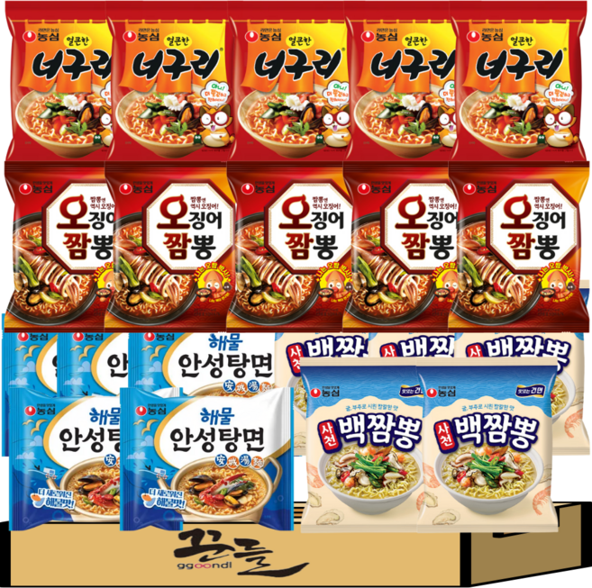 인기봉지라면 4종 세트(해물안성5+너구리5+오짬5+사천백짬뽕5)