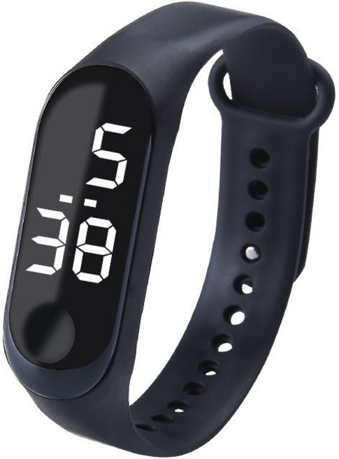 제이베니 가볍고 사용하기 편리하고 다양한 스포츠 활동 LED 디지털 방수시계 밴드형, 블랙, 1개