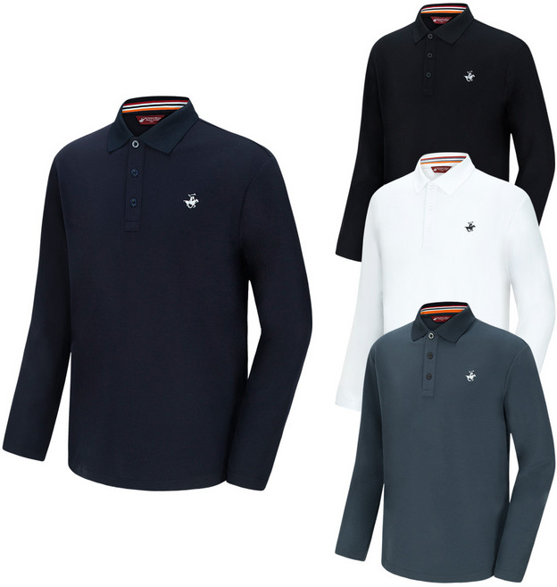 비버리힐즈폴로클럽 카라깃 라인 포인트 스판 PK 긴팔 카라티 EPY9T71