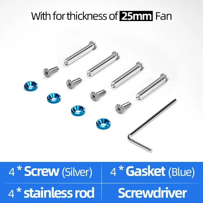 컴퓨터 PC 케이스 냉각 선풍기 나사 다중 색상 상호 잠금 나사 고정 볼트 세트 두께 5 10 20 개 25mm, 06 25mm-Blue, 04 5pcs