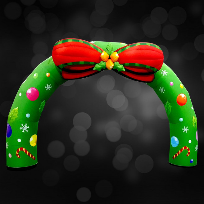[국내제작 높이 2.6미터] 크리스마스 빨간리본 에어아치 연말 산타 장식 포토존, 조명없음