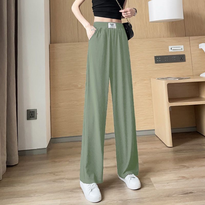 Qurora 冰絲涼感褲 夏季薄款休閒闊腿褲