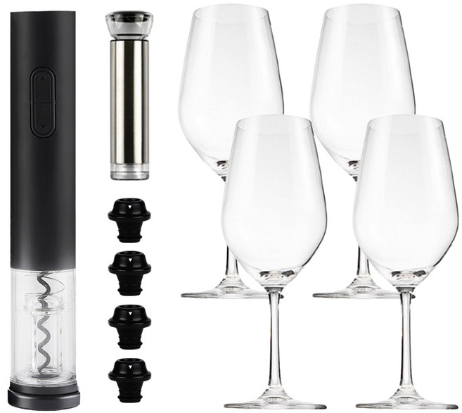 키텐실 비기너 자동 와인오프너 스토퍼 와인잔 4P 스탠다드 선물세트, 1개