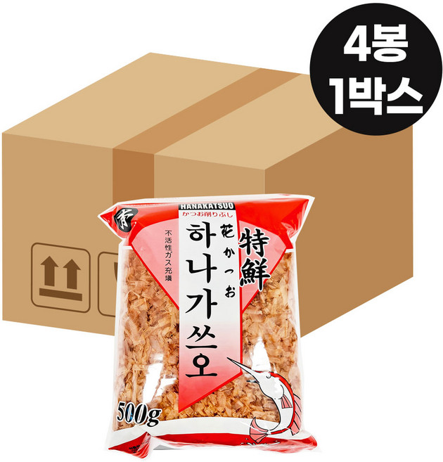 [4봉 1박스] 하나 가쓰오부시 500g 업소용 대용량 고명용 토핑용 타코야끼, 4개