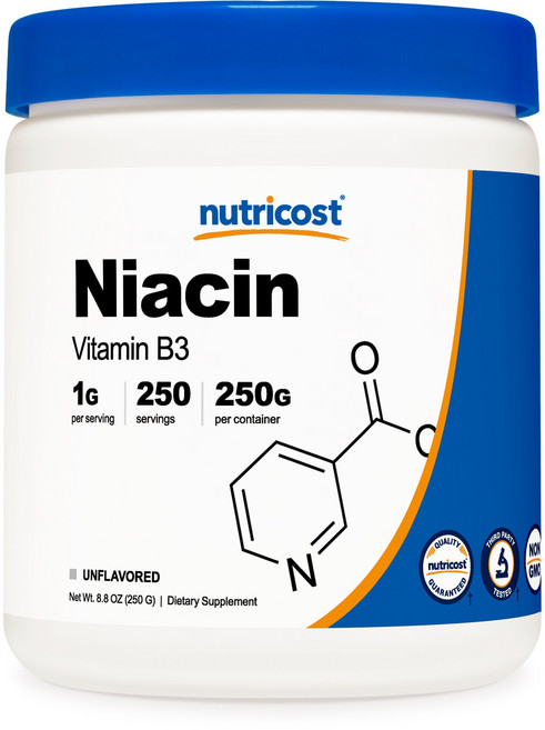 뉴트리코스트 니아신 비타민 B3 무맛 글루텐 프리, 1개, 250g