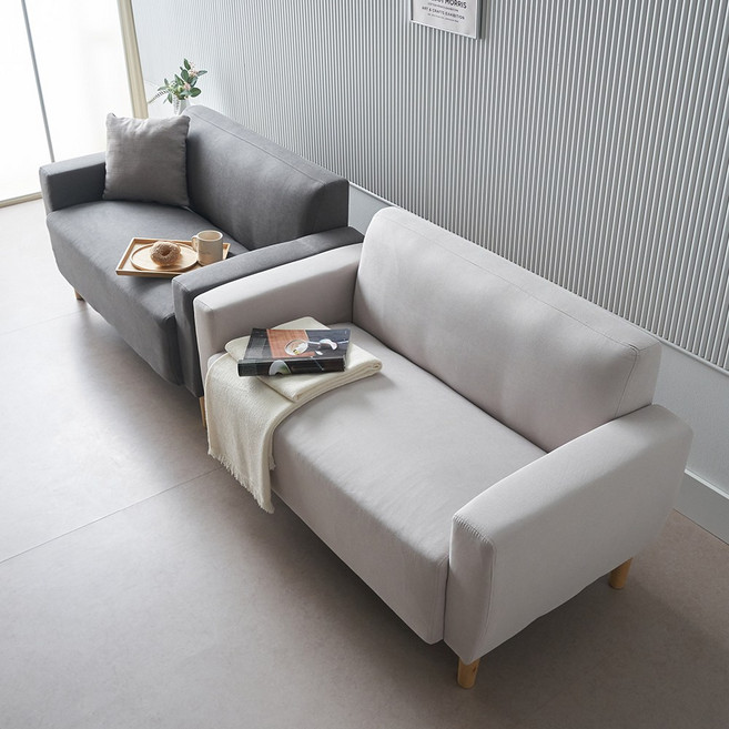 [추가즉시할인] 에보니아 라떼 2인 방수패브릭소파 / 좌식겸용쇼파 8colors, 라이트그레이